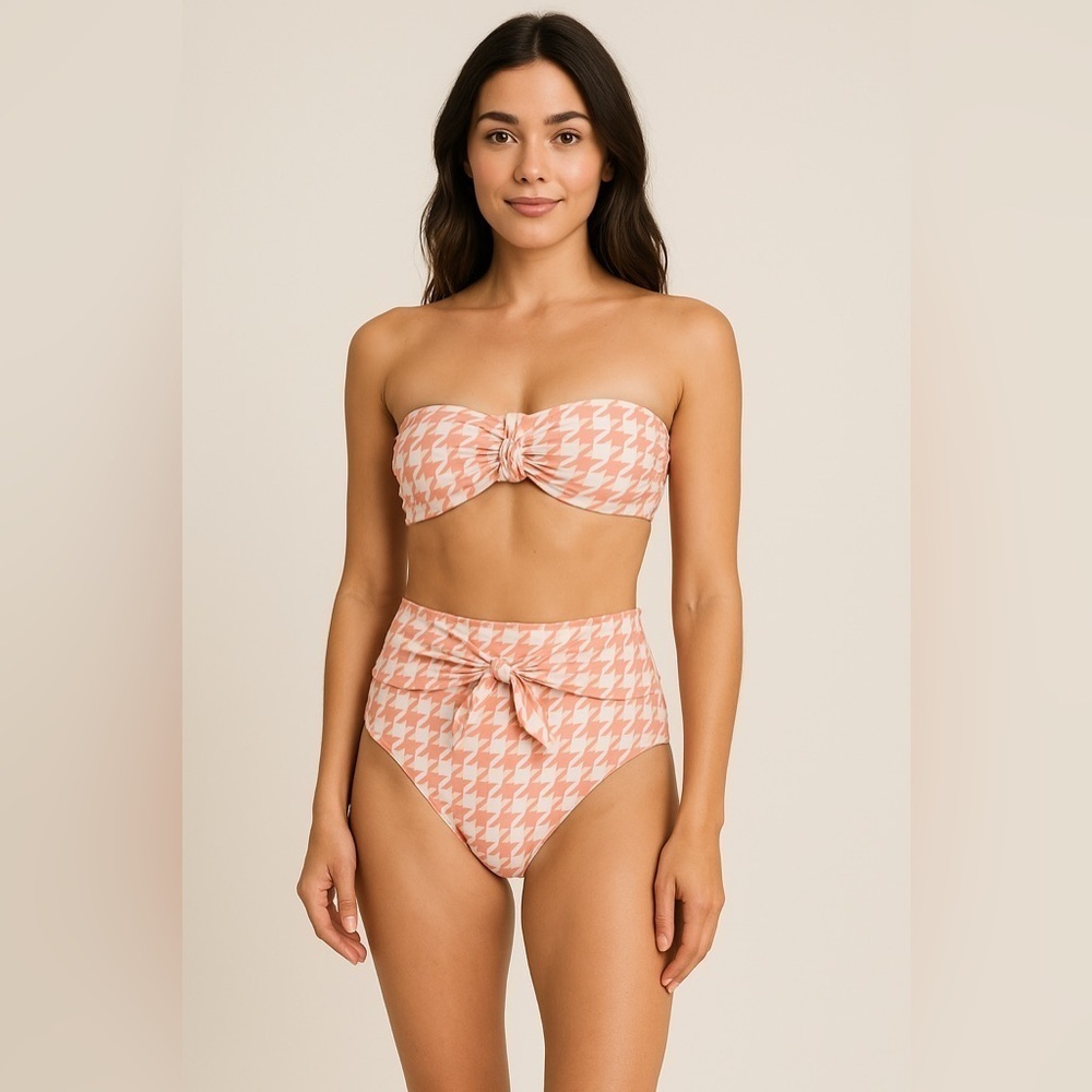 Lost + Wander NWT Pink Houndstooth Bikini Set - Size Small